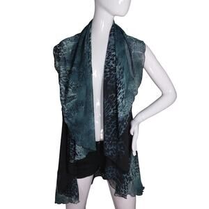 Gena Sheer Draped Cardigan Blue and Black Animal Print OSFM